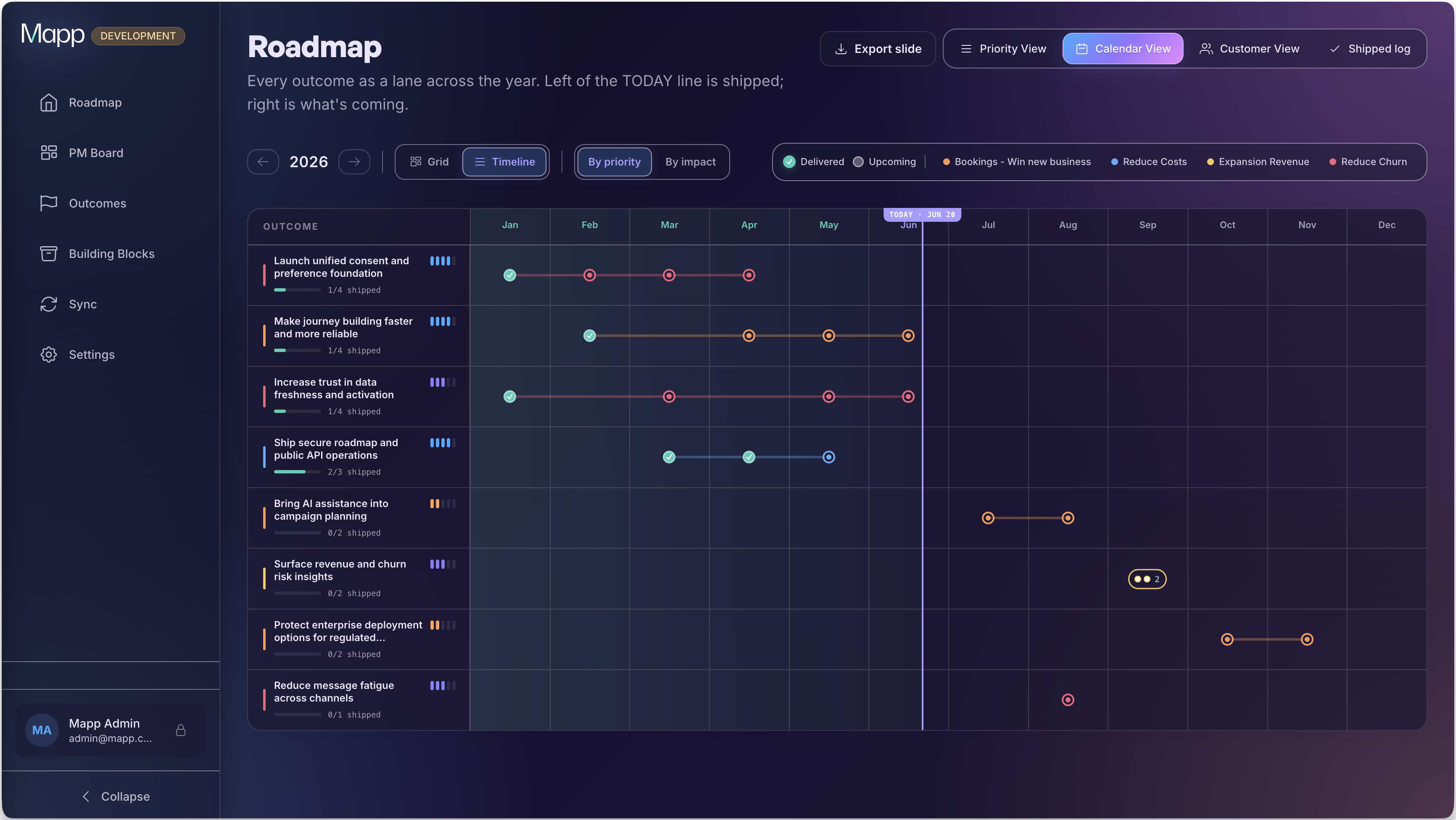 A custom roadmap app built on Mapp Labs